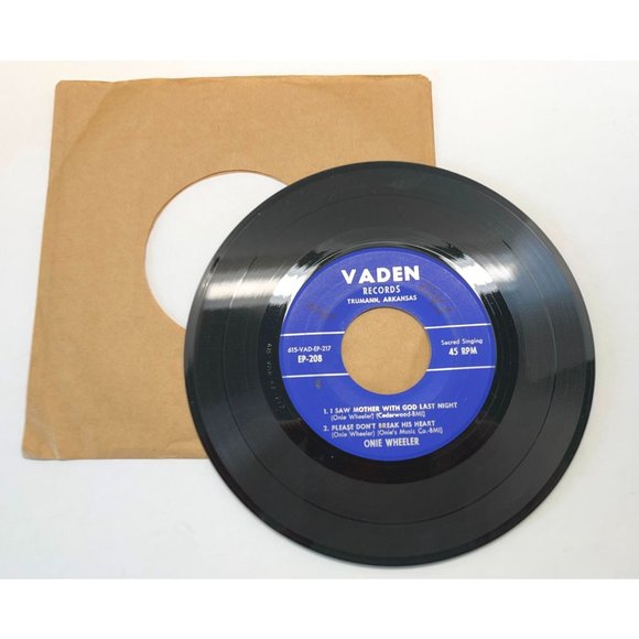 Onie Wheeler I Saw Mother With God / Go Home Country Gospel 45 Record Vaden 208 - Picture 4 of 4